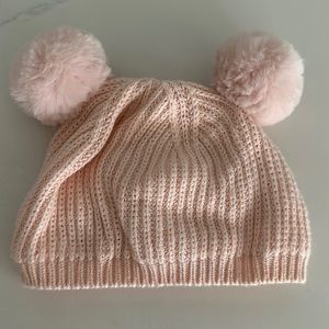 Baby girls Janie and Jack pink Pom Pom hat